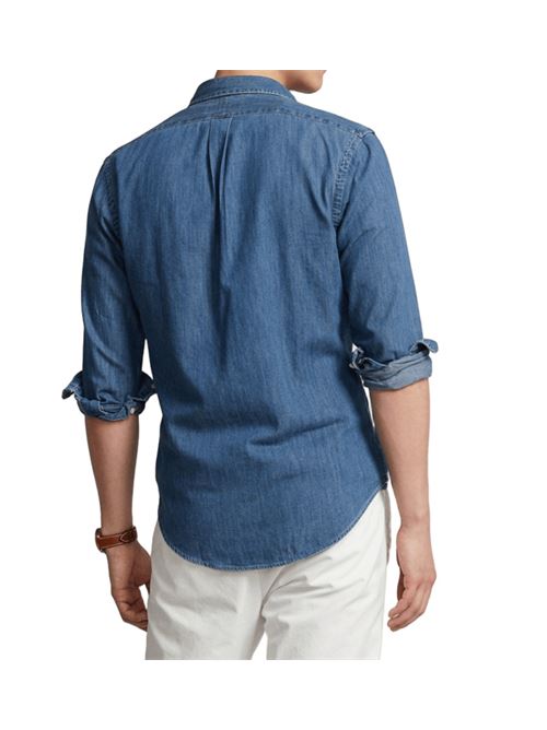 Camicia da uomo in denim di cotone colore indaco medio POLO RALPH LAUREN | 710548539001